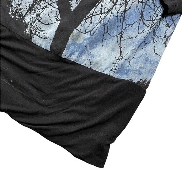 TED BAKER Silk Front Long Sleeve Tunic Top Black Blue Size XS - Picture 3 of 5